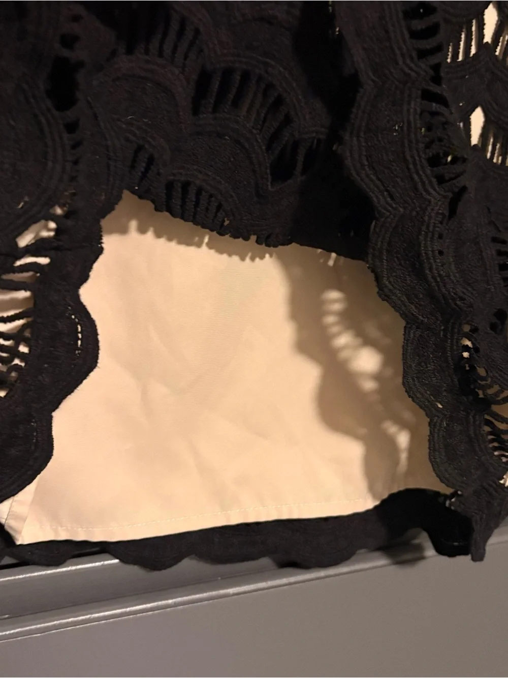 Kate Spade Black Lace Overlay Top with Cream Lining